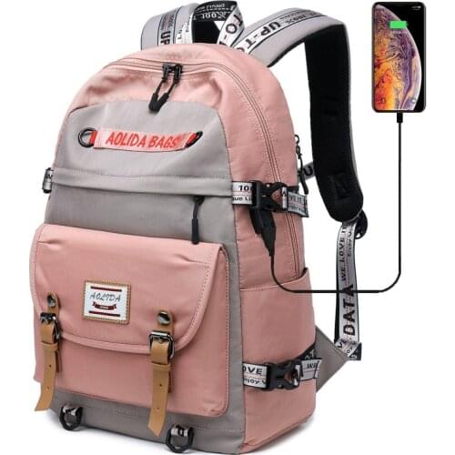 Large Capacity College Backpack School Bags For Girls High School Bookbag With USB Charging Port Lady Bag Women Travel Backpacks