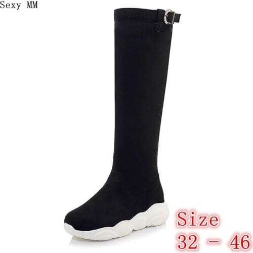 Spring Autumn Winter Women Knee High Boots Platform Woman Thigh High Boots Botas Small Plus Size 32 33 -40 41 42 43 44 45 46