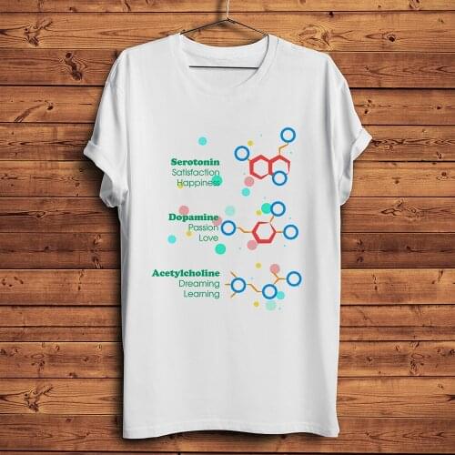 Serotonin dopamine Molecular formula cool biology geek tshirt Men new White Casual T Shirt Unisex nerd geeker streetwear tee