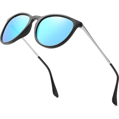Classic Vintage Round Polarized Sunglasses Men Brand Designer Ladies Polaroid Sun Glasses Women Metal Frame Black Lens for Women