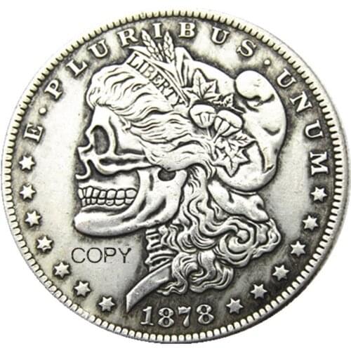 US Hobo 1878cc Morgan Dollar skull zombie skeleton Silver Plated Copy Coins