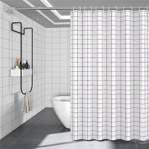 OTHERHOUSE PEVA Waterproof Shower Curtain Bath Screens Polyester Eco-friendly Bathroom Curtains with 12Pcs Hooks