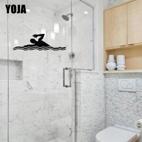YOJA 8x25.1CM Swimming Decal Bathroom Shower Glass Decorative Home Wall Stickers G2-0367