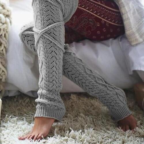 Winter Long Warm Leg Warmers Knitting Knee High Socks Women Boot Topper Sock Skinny Stockings Girls Polainas