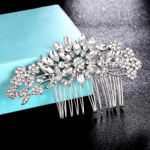 Zlxgirl New arrival womens rhodium silver hair combs best bridal jewelry brand rhinestone crystal women wedding hair jewelry