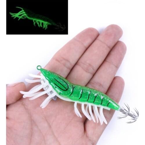 1PCS Squid Jigs Lures 10cm 13g Octopus Wood Shrimp Bait Squid Hook Luminous Fishing Lure