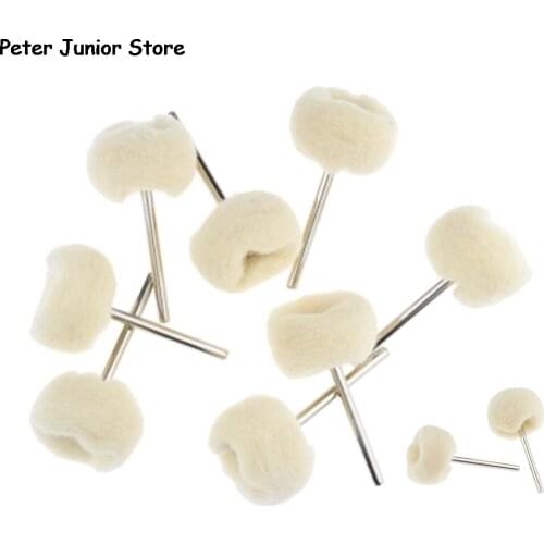 10Pcs 25mm Fine Wool Polishing Buffing Wheels 3mm Shank Jewelry Metals Grinding Wheels for Rotary Tools GMN
