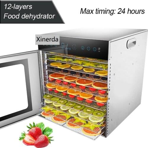 12-layers Food dehydrator Commercial/home dual-use food dryer Stainless steel fruit vegetable drying machine 220V/50HZ 1000W 1PC