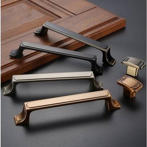 2 pcs 3.75" 5" Antique Brass Bronze Black Kitchen Cabinet Handle Door Handles Pulls Dresser Drawer Knobs Pull Furniture Hardware