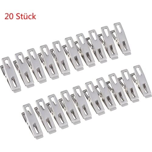 20Pcs Stainless Steel Clothes Pegs Hanging Pins Clips Laundry Household Clothespins Socks Underwear Drying Rack Holders