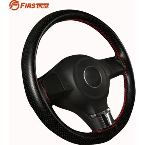 37 38cm Genuine Leather Car Steering Wheel Covers With Needle and Thread Universal Braid On Steering Wheel Cover DIY Car Styling