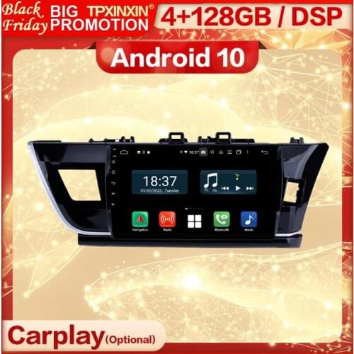 4+128G Carplay 2 Din Android Screen Multimedia Stereo Receiver For Toyota Corolla 2014 2015 BT GPS Radio Audio Player Head Unit