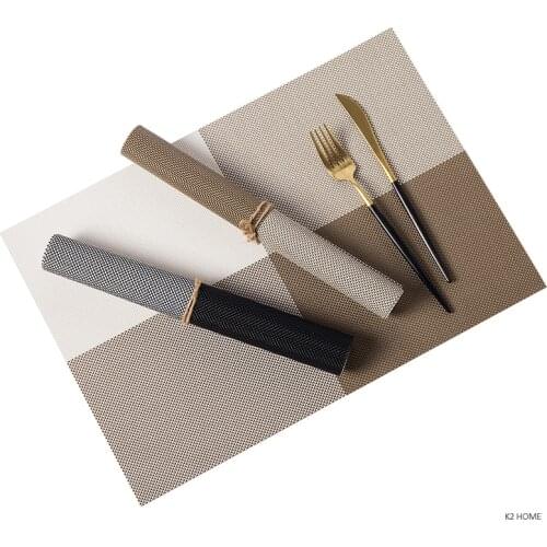 Pack of 4PCS Placemat Dining Table Mat Heat-resistant PVC Placement Washable Desk Top Decorative Placemats 45x30CM Rectangle