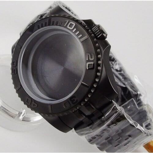 40MM Accessories Parts Sapphire Glass Brushed Ceramic Bezel PVD Coated Strap Watch Case Fit NH35 NH36 Movement