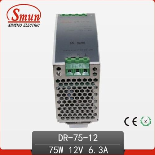 75W 12V 6.3A Single Output AC-DC Indoor Din Rail Switching Mode Power Supply DR-75-12