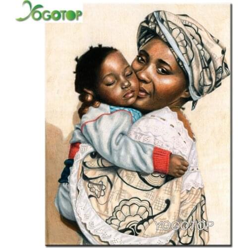 Mom and baby Diamond Painting African women art Diamond Embroidery Full Square Drill Home Decoration 5D Diy round Mosaic YY1719