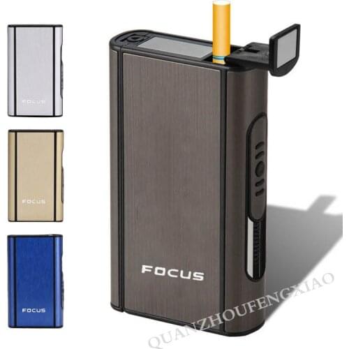 FOCUS Ejection Holder Male Gadgets Windproof Aluminium Alloy Smoke Boxes Creative Fashion Automatic Cigarette Case