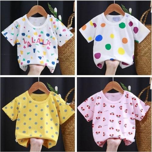 Children Tees Baby Boys Cotton Tops Infant Girl Short Sleeve T-shirts 0-6T Kid Cute Tshirts Toddler Summer Cartoon Shirt Clothes