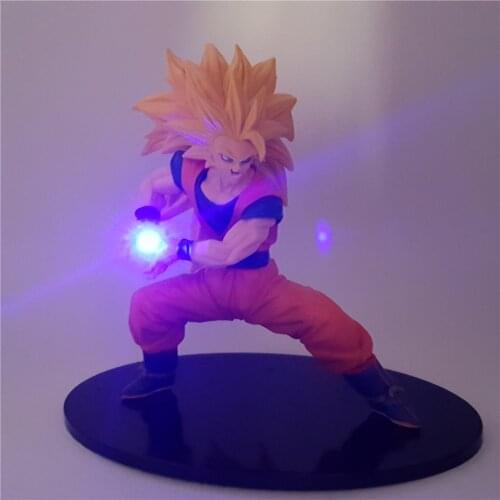 Dragon Ball Z Super Saiyan 3 Goku PVC Action Figure Model Anime Dragon Ball Super Goku Power Effect LED Light Toy Collect MY