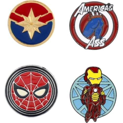 Marvel Avengers Iron Man Enamel Brooch Spider-Man Captain America Metal Badge Pin Lapel backpack Accessories Gift