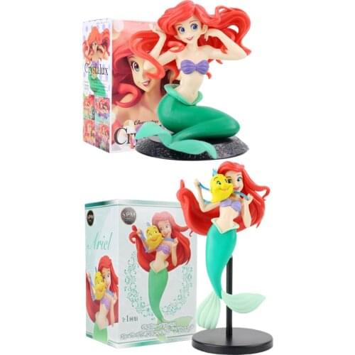Princess Figure Toys Crystalux Ariel Little Mermaid with Flounder Fish Beauty Model Dolls Children Gifts