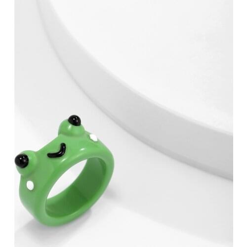 Rings 2021 Trend Fashion Simple Geometry Wide Edge Frog Animal Color Resin Ring Creative Aesthetic For Women Men Party Summer