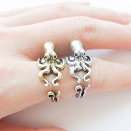 Womens Mens Retro Adjustable Octopus Ring Animal Knuckle Ring Fashion Jewelry