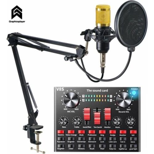 Condenser microphone with sound card external Bluetooth live broadcast sound card set external USB For web video live broadcast