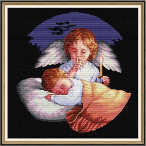Angels Guarding painting decor counted printed on the canvas 11CT 14CT kits Chinese Cross Stitch embroidery needlework Sets