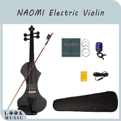 NAOMI Special Design 4/4 Full Size Solid Wood Electric Violin Set Beginner Acoustic Violin Fiddle with Case Violin Bow