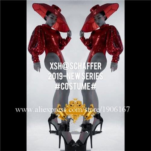 Nightclub Bar Sexy Lady Dance Suit Ballroom DS DJ Costumes With Big Hat Christmas Stage Performance Clothes Party Dress Outfit