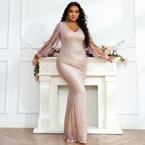 2021 New Fashion Sequin Luxury Mermaid Prom Dress Women Elegant Plus Size Evening Gowns African Wedding Party Maxi Dresses