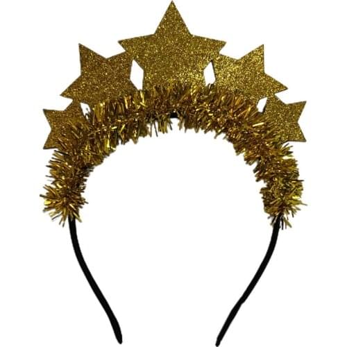 Glitter Star Hair Hoop New Year Headbands Christmas Party Favors Tinsel Photo Props Decoration Holiday Supplies