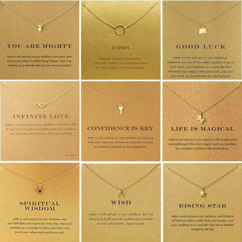9 Style Gold Color Key Circle Necklace For Women Minimalist Infinity Pendant Necklaces Valentines Day Gift Necklace With Card