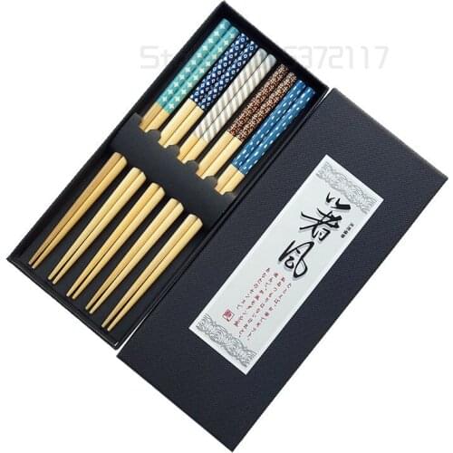 Reusable Handmade Japanese Natural Wood Chopsticks Sushi Food Flower Wooden Chopsticks Household Tableware Tool Gift