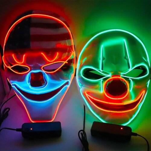 Halloween Props Horror Ghost Face Skul Mask New Luminous LED Mask Cold Light L Halloween Crazy Party Masquerade Bar Decoration