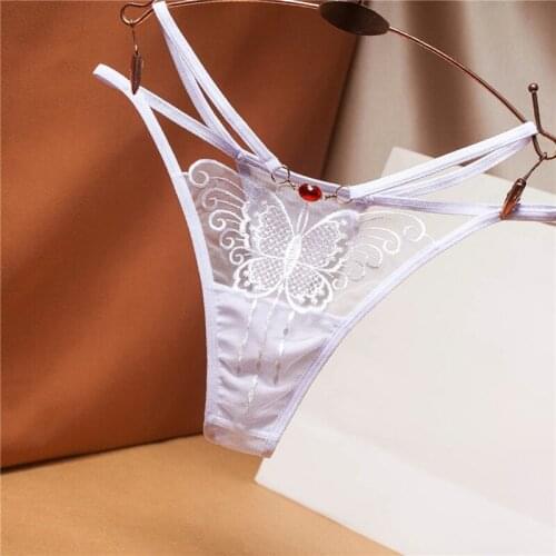 Mesh Transparent Women Thong Sexy Bandage Low Waist Thin G String Fashion Rhinestone Decoration Ladies Underpanties