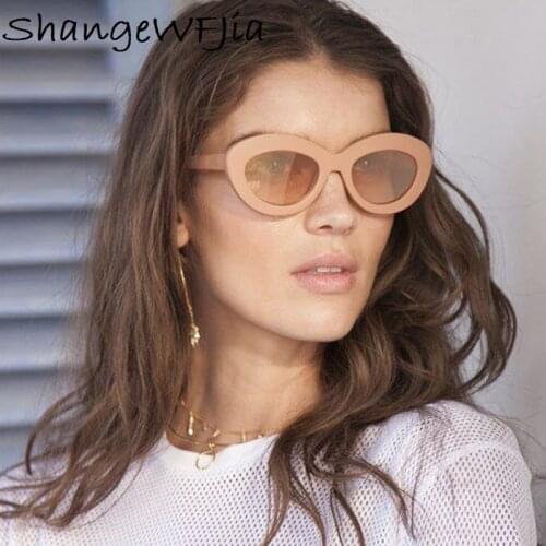 Retro oval sunglasses women brand designer Pink Vintage retro sun glasses Frame ladies Sun Glasses oculos de sol