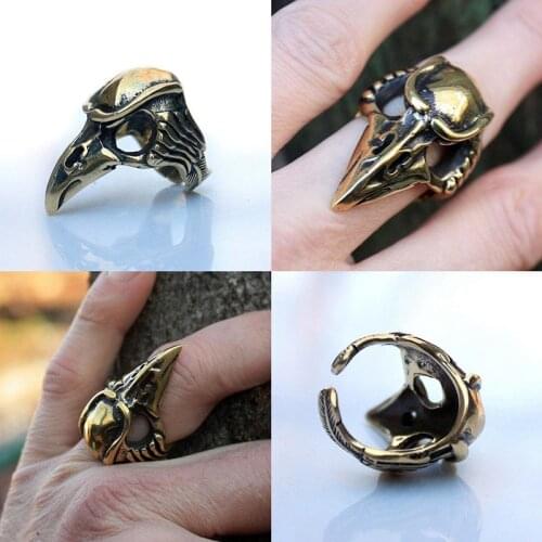 Special Bird Skull Raven Ring Punk Style Jewelry Adjustable Cool Bird Crow Head Skeleton Halloween Ring