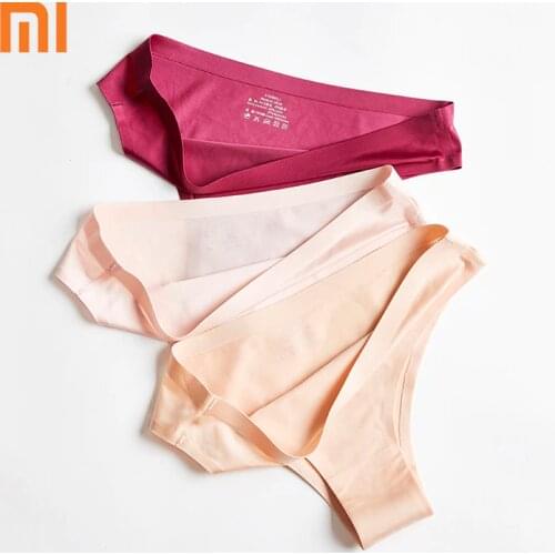 Xiaomi 3pcs Panties Briefs Woman Underwear Sexy Seamless Sports Female T-back G-string Thongs Underpant Ice Silk Women Panties