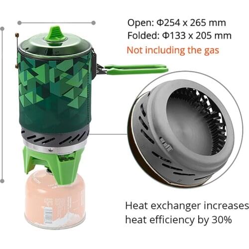 Outdoor Gas Stove Burner Tourist Portable Cooking System With Heat Exchanger Pot Camping Hiking Gas Cooker
