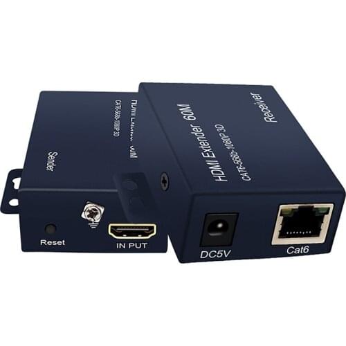 HDMI Extender 60M Network Cable Transmitter Signal Amplifier RJ45 to 1080P@60 Hz Transceiver