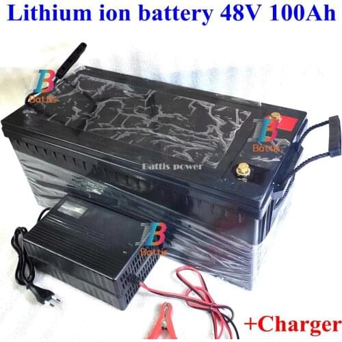 Waterproof lithium 48V 100AH li ion battery With BMS for 3500W 5000W scooter boat engine Solar energy storage +10A charger