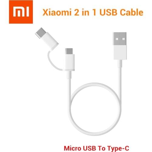 Original Xiaomi 2 In 1 Cable Type C Micro USB Cable Fast Quick Charge Sync Data Line 100cm For Mi CC9 9 Pro 9T 8 6 Redmi