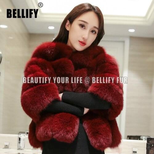 Top quality Autumn winter elegant natural fox fur coats vintage wine red Ladies top quality Fur jackets