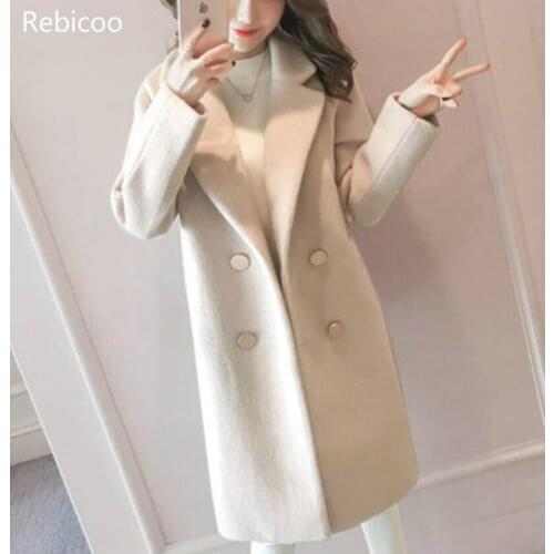 M-2xl large size multi-color woolen coat female new female middle long section Korean thick coat woolen coat jacket