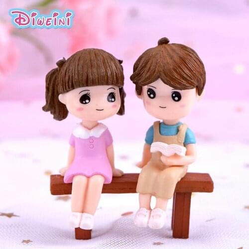 3pcs Reading Boy Girl beach Model action Figure Miniature Figurine home Garden Dollhouse Decoration DIY Accessory toy gift