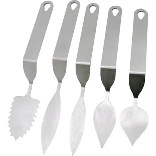 5Pcs Chocolate Cake Decorating Spatula Feather Stainless Steel Leaf Chocolate Spatula Baking Tool Chocolate Molds
