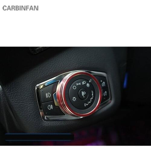 Car Headlight switch knob circle button panel Cover Trim car Sticker 2pcs For Ford Mondeo Fusion 2013-2019 C1513