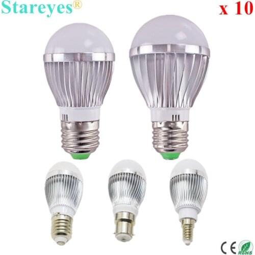 Free shipping 10 pcs Dimmable Bubble Ball Bulb AC85-265V 5W 4W 3W E14 E27 B22 GU10 High power Globe lamp LED Bulbs ball light